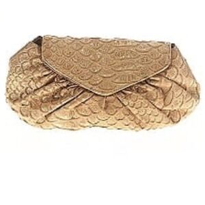 Lauren Merkin Gold Clutch Evening Bag Designer Party Chain Strap